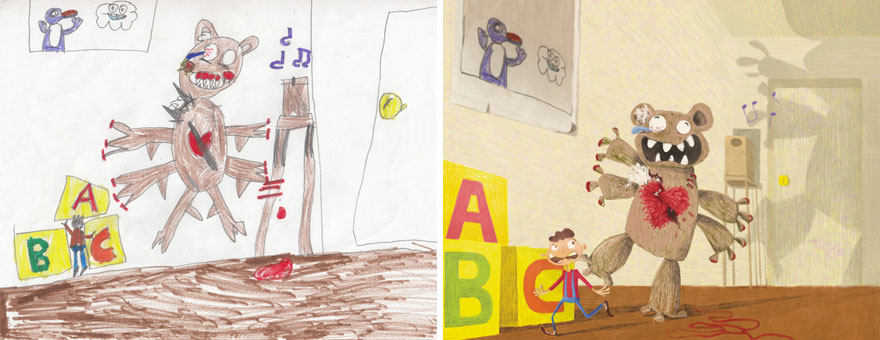 百名專業(yè)畫家“升級(jí)”小學(xué)生涂鴉 向世界展現(xiàn)孩童天真想象力（組圖）