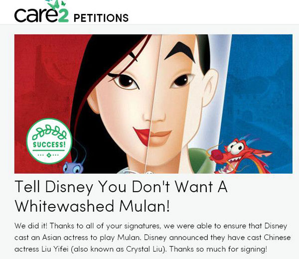 迪士尼真人版《花木蘭》女主敲定劉亦菲 外國網(wǎng)友對此很滿意