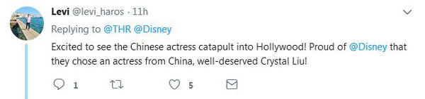 迪士尼真人版《花木蘭》女主敲定劉亦菲 外國網(wǎng)友對此很滿意