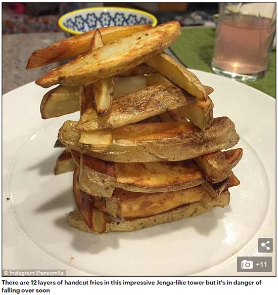 食物“疊疊樂”成社交媒體新潮流 網(wǎng)友爭(zhēng)相挑戰(zhàn)（組圖）