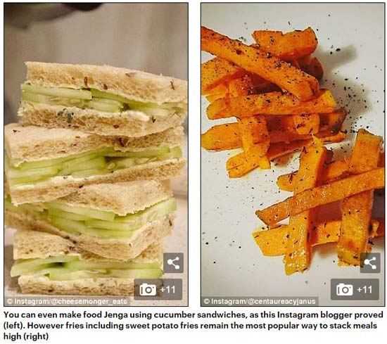 食物“疊疊樂”成社交媒體新潮流 網(wǎng)友爭(zhēng)相挑戰(zhàn)（組圖）