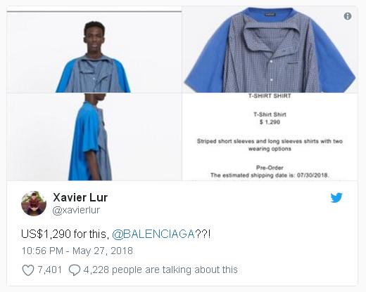 巴黎世家再次被網(wǎng)友吐槽，這件男士上衣畫風(fēng)也是一言難盡