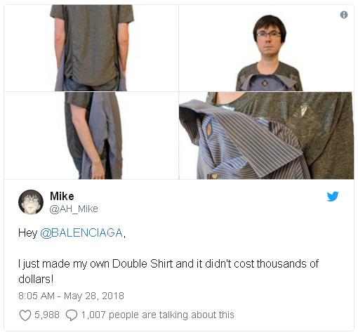 巴黎世家再次被網(wǎng)友吐槽，這件男士上衣畫風(fēng)也是一言難盡