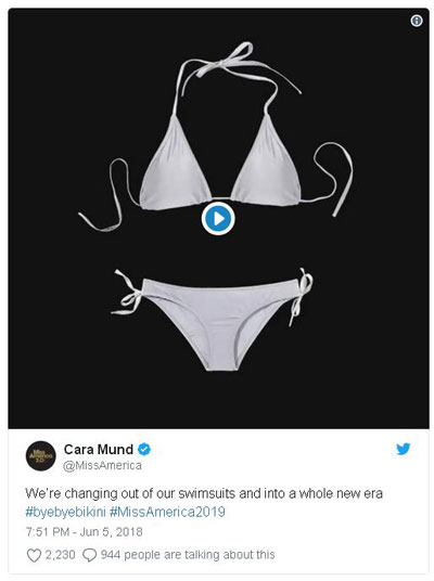 不再以貌取人！美利堅(jiān)小姐選美比賽將取消比基尼項(xiàng)目