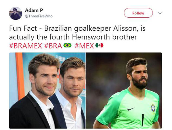 巴西國(guó)足高顏值門將火了，網(wǎng)友：確定不是錘哥失散多年的弟弟？