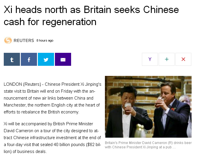 習(xí)大大訪英 外媒怎么看（雙語）