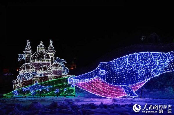 Ice sculptures brighten winter night in Arxan