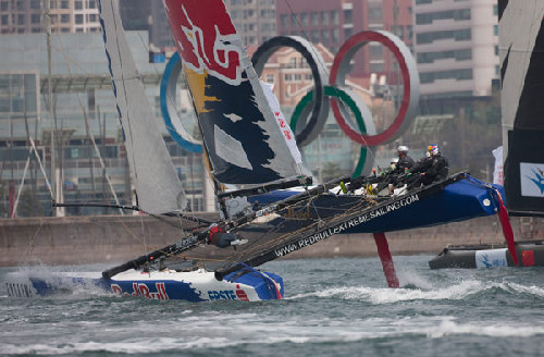 The Extreme Sailing Series Qingdao stop will be held at the venue of the 2008 Olympic sailing events this weekend. Provided to China Daily New culture on high seas