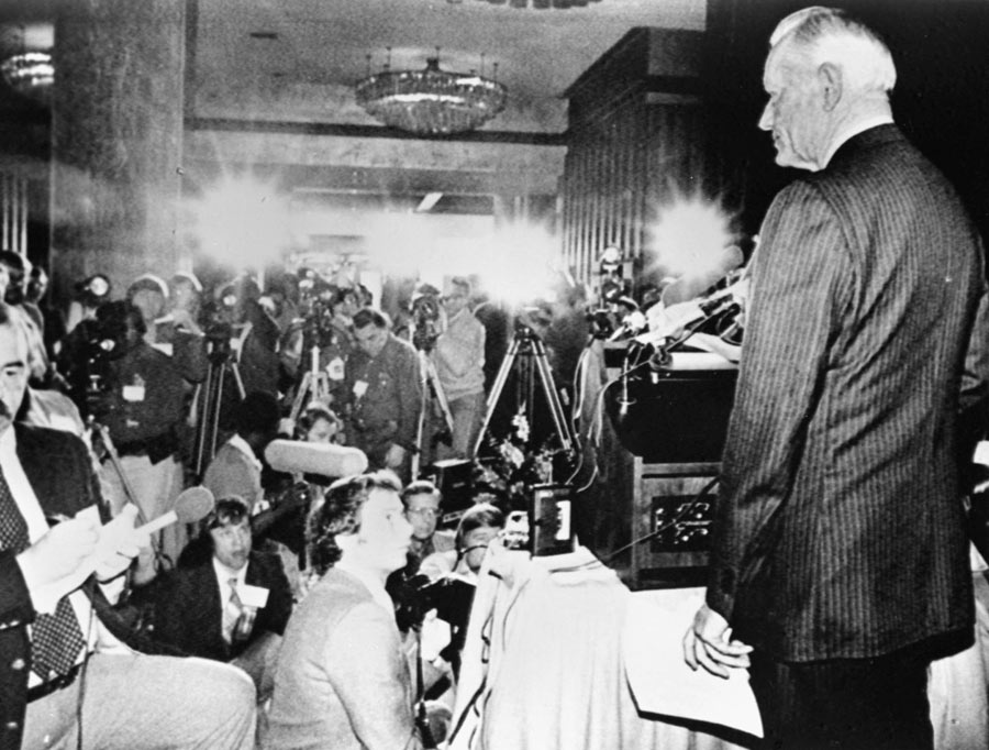 Robert Kane, then president of the United States Olympic Committee, announces to the media that the US would not send athletes to participate in the 1980 Summer Olympics in Moscow. The US and a number of other countries boycotted the games because of the Soviet invasion of Afghanistan, though some athletes from some of the boycotting countries participated in the games, under the Olympic Flag. In photos: Olympic Games over the years