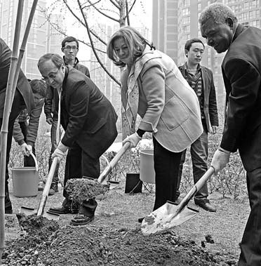Envoys dig in at Earth Day bamboo garden