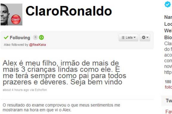羅納爾多公開承認(rèn)5歲私生子 小羅尼酷似其父