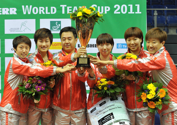 李曉霞單雙打取分 中國(guó)女團(tuán)世界杯五連冠