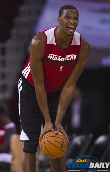 NBA中國(guó)賽：熱火隊(duì)賽前訓(xùn)練亮相萬(wàn)事達(dá)中心