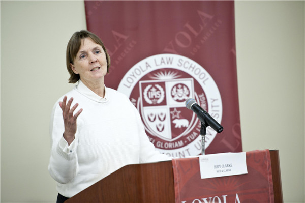 Defense attorney Judy Clarke speaks at the Fidler Institute on Criminal Justice at Loyalo Law School in Los Angeles, California, on April 26. Provided by Reuters Death penalty lawyer Clarke 'humanizes' client and jury