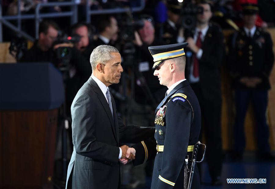 Obama attends Armed Forces Full Honor Farewell Ceremony for president